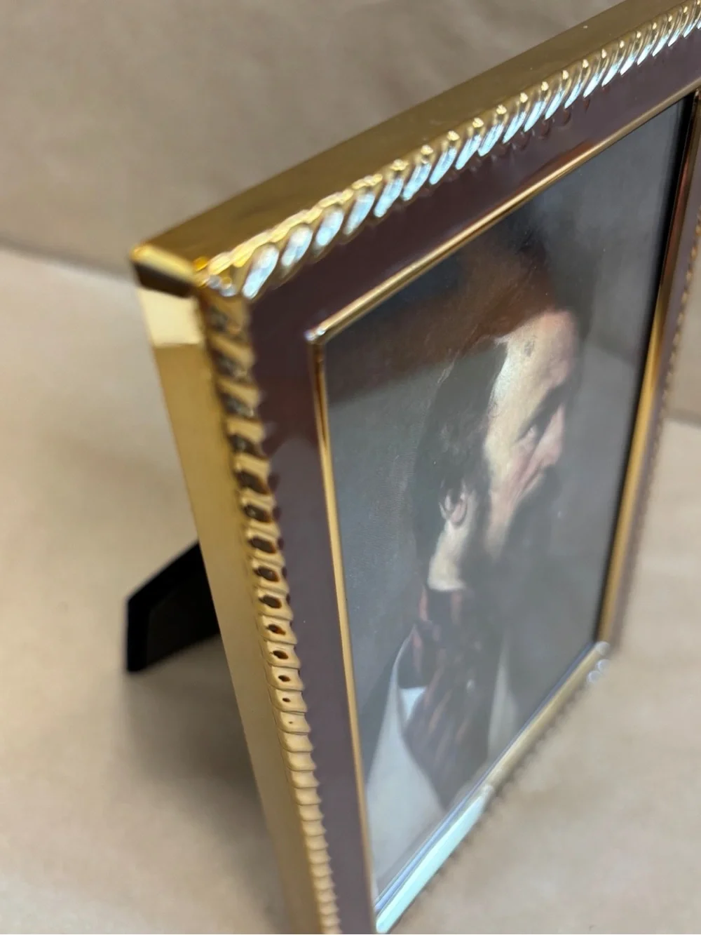 Brooks Brothers Metal 4 x 6 Picture Frame Brown & Gold Easel Back  F461008